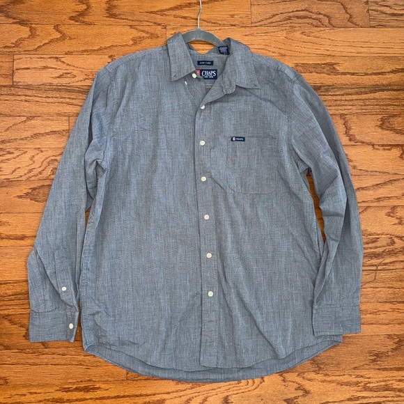 Chaps Polo Ralph Lauren Gray Button Up Long Sleeve Shirt Size Large Men’s - Picture 1 of 4